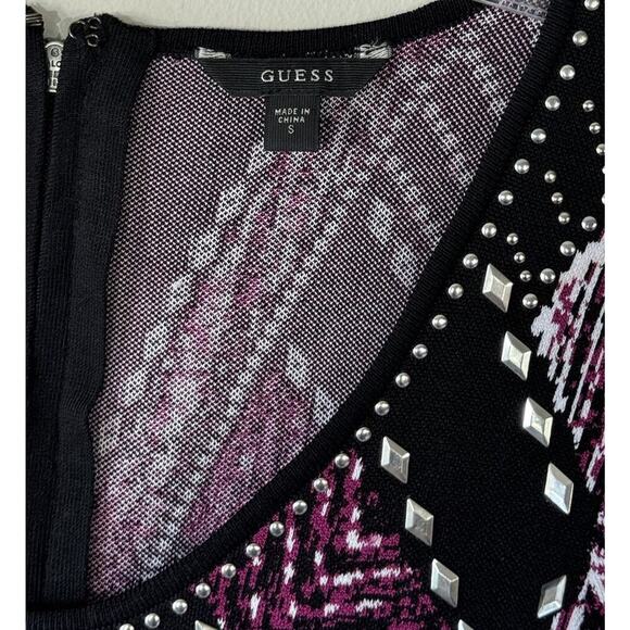 GUESS Size Small Jacquard Embellished Bodycon Dress Sexy Club Party Glam READ - Picture 5 of 13